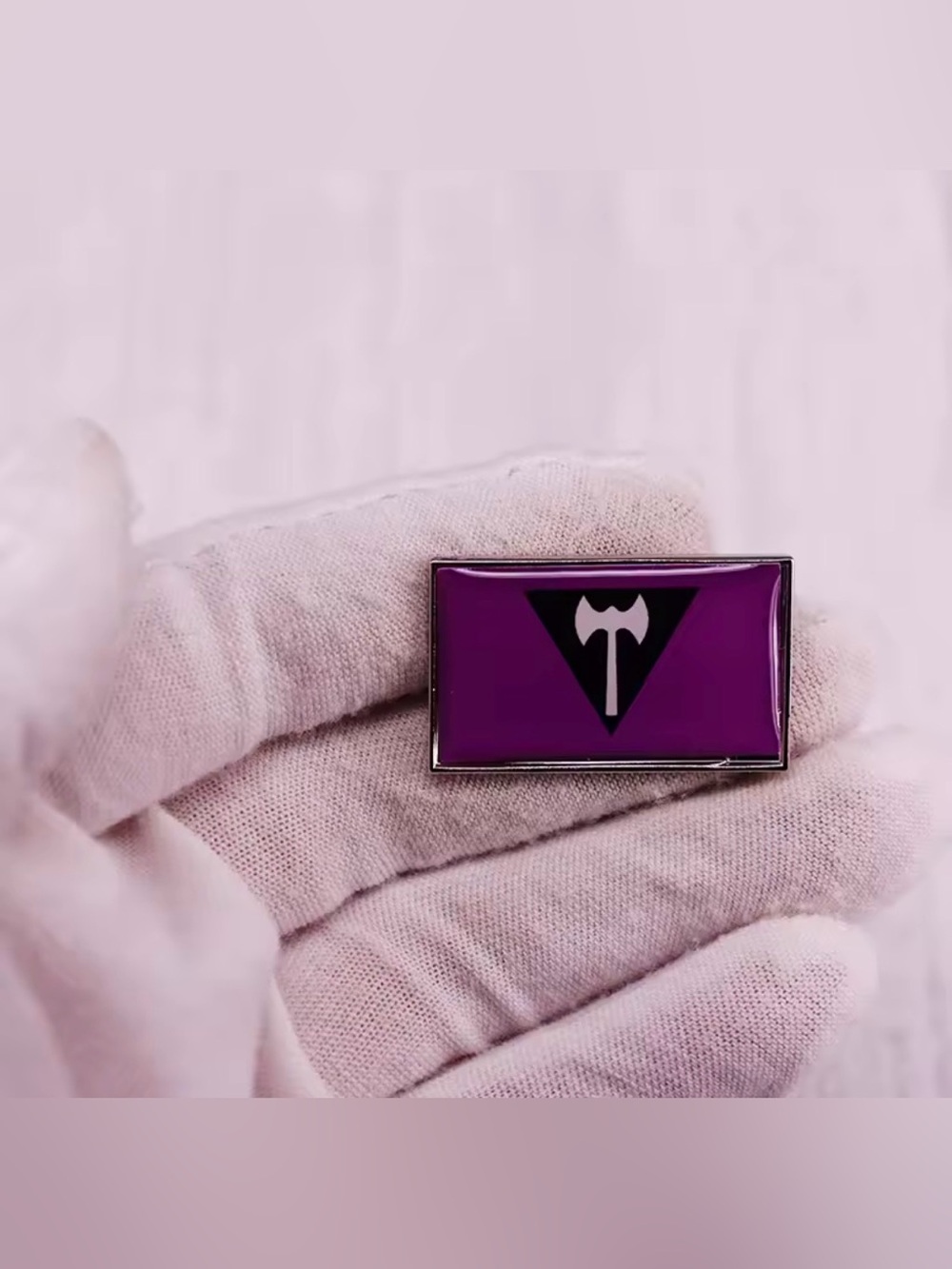 1 LGBTQ+ WLW Lesbian Small Pride Rectangular lesbian Purple & Black labrys Pin - Picture 5 of 14